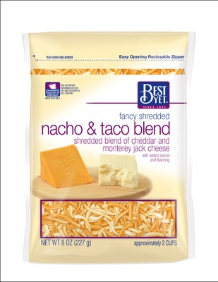 slide 1 of 1, Best Yet Finely Shredded Nacho & Tco Blen, 8 oz