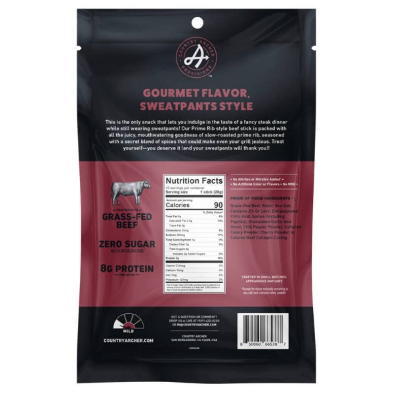 slide 2 of 4, Country Archer Jerky Co. Prime Rib Beef Sticks - 10oz/10ct, 10 ct; 10 oz