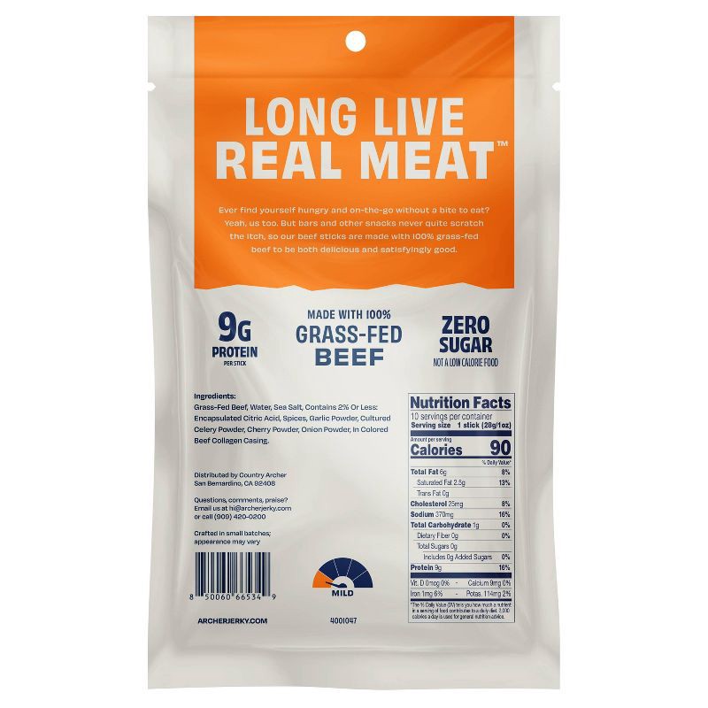 slide 2 of 7, Country Archer Jerky Co. Classic Beef Sticks - 10oz/10ct, 10 ct; 10 oz