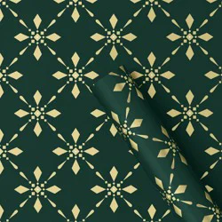 30" 25 sq ft Christmas Roll Wrap Gold Snowflake on Green - Wondershop™