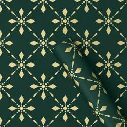 30" 25 sq ft Christmas Roll Wrap Gold Snowflake on Green - Wondershop™