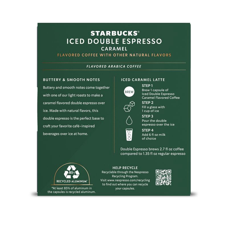 slide 9 of 9, Starbucks by Nespresso Vertuo Line Iced Double Espresso Caramel Flavored Light Roast Coffee Pods - 8ct, 8 ct