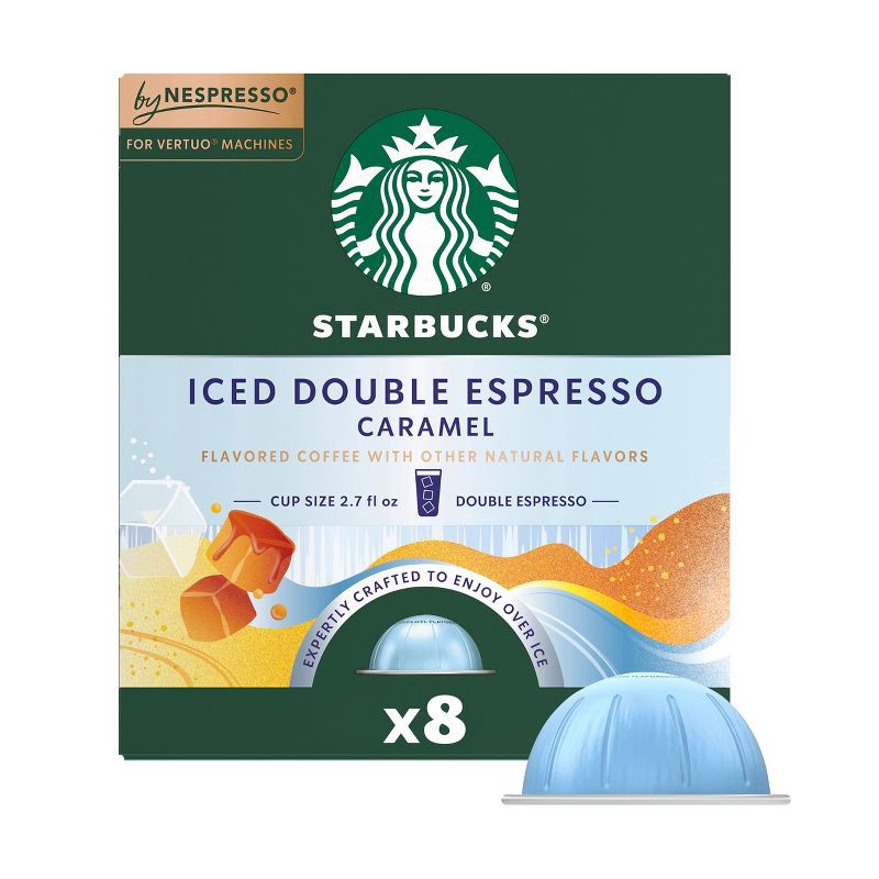 slide 1 of 9, Starbucks by Nespresso Vertuo Line Iced Double Espresso Caramel Flavored Light Roast Coffee Pods - 8ct, 8 ct