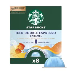 Starbucks by Nespresso Vertuo Line Iced Double Espresso Caramel Flavored Light Roast Coffee Pods - 8ct