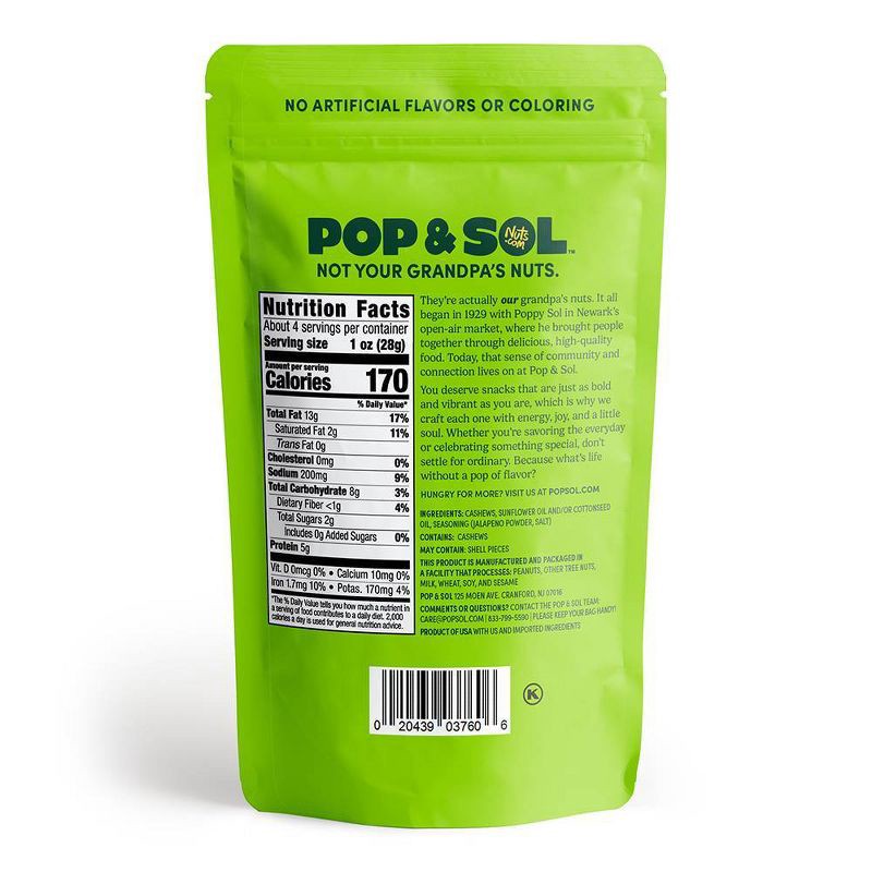 slide 3 of 4, Pop & Sol by Nuts.com Jalapeno Cashews - 4oz, 4 oz