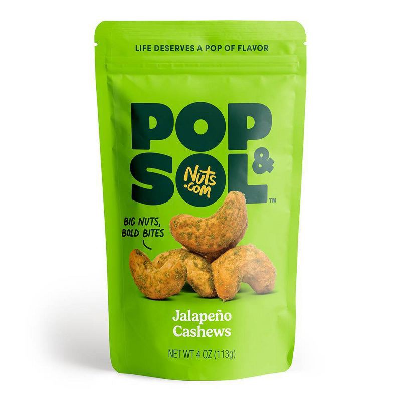 slide 1 of 4, Pop & Sol by Nuts.com Jalapeno Cashews - 4oz, 4 oz