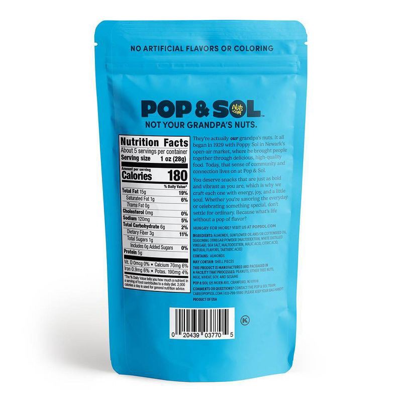 slide 3 of 5, Pop & Sol by Nuts.com Sea Salt & Vinegar Almonds - 5oz, 5 oz