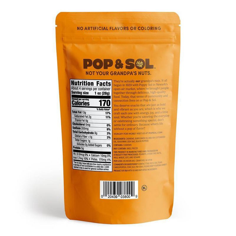 slide 2 of 5, Pop & Sol by Nuts.com Sea Salt & Pepper Cashews - 4oz, 4 oz