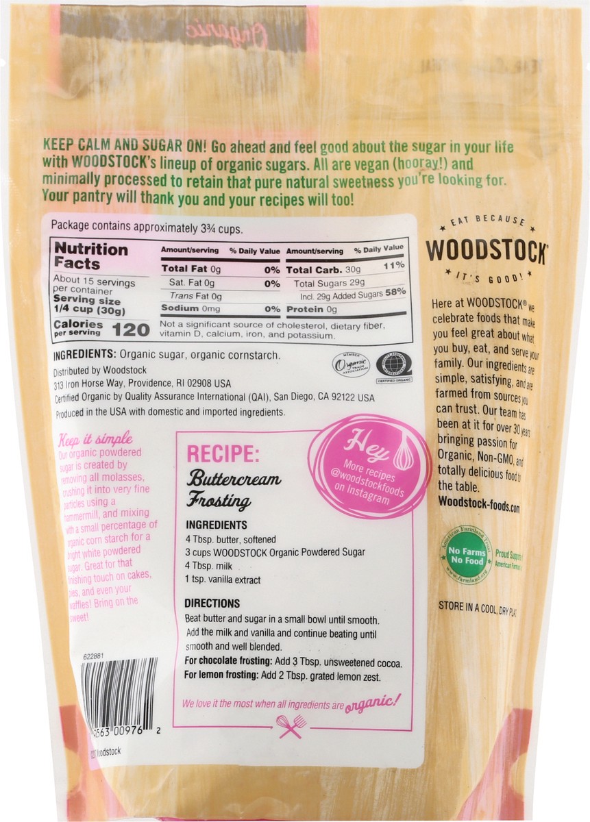 slide 4 of 9, Woodstock Organic Powdered Sugar 16 oz, 16 oz