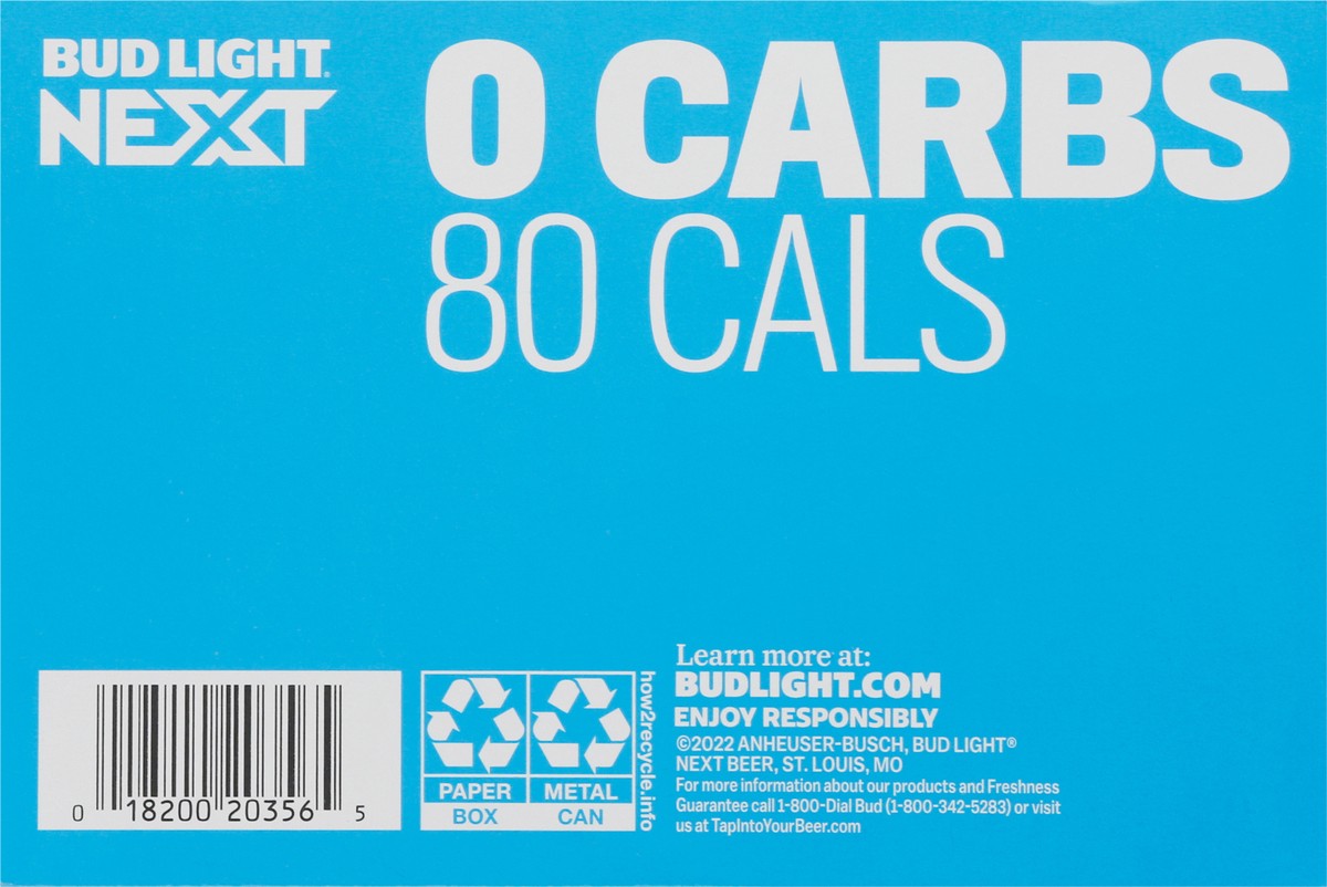 slide 3 of 9, Bud Light Next Light Beer 6 - 12 fl oz Slim Cans, 1 ct