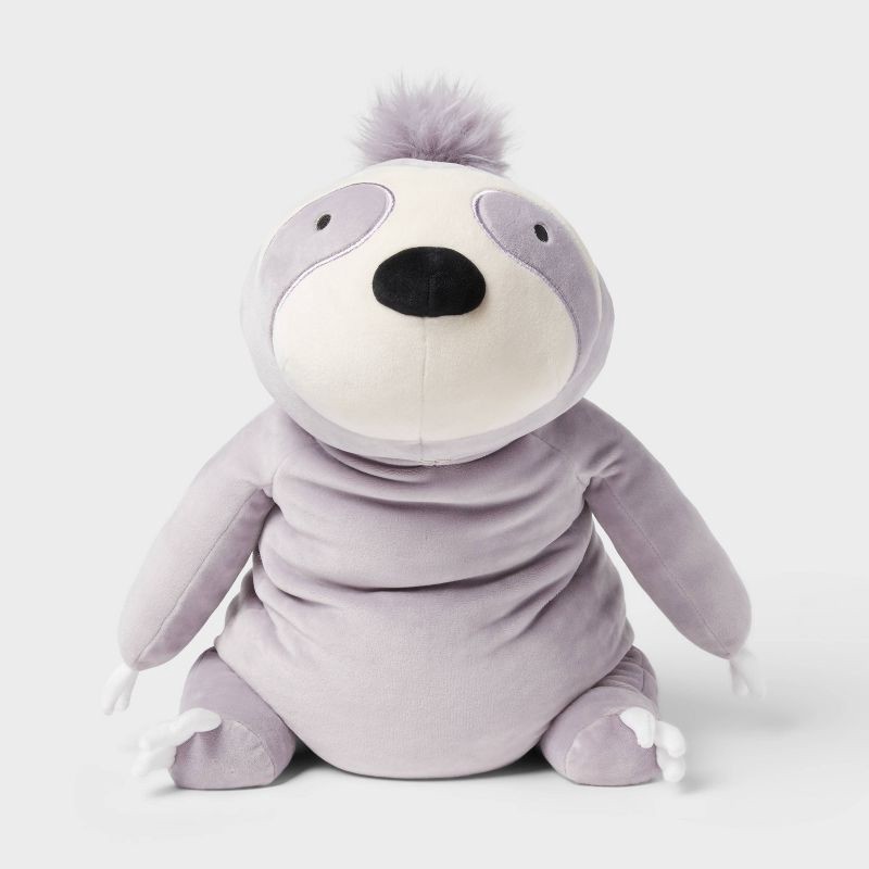 slide 4 of 4, Sloth Weighted Plush Kids' Throw Pillow Gray - Pillowfort™, 1 ct
