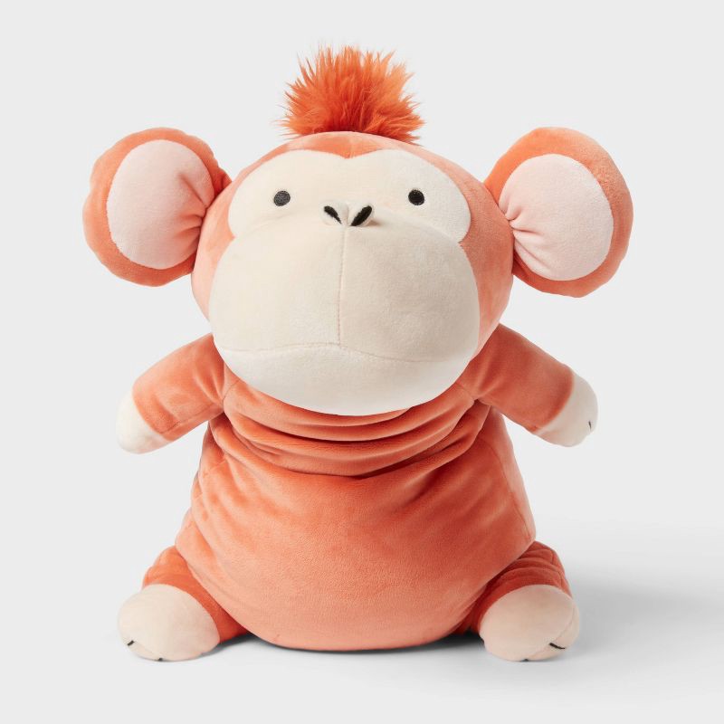 slide 4 of 4, Monkey Weighted Plush Kids' Throw Pillow Orange - Pillowfort™, 1 ct