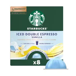Starbucks by Nespresso Vertuo Line Iced Double Espresso Vanilla Flavored Light Roast Coffee Pods - 8ct