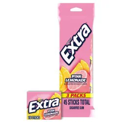 Extra Pink Lemonade Gum Sugar Free Fruity Flavored Chewing Gum - 4.76oz/3pk