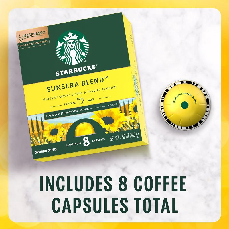 slide 3 of 8, Starbucks by Nespresso Vertuo Line Sunsera Blend Blonde Roast Coffee Pods - 8ct, 8 ct