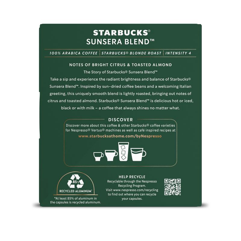 slide 8 of 8, Starbucks by Nespresso Vertuo Line Sunsera Blend Blonde Roast Coffee Pods - 8ct, 8 ct