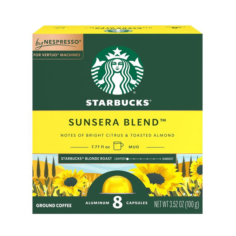 slide 1 of 8, Starbucks by Nespresso Vertuo Line Sunsera Blend Blonde Roast Coffee Pods - 8ct, 8 ct