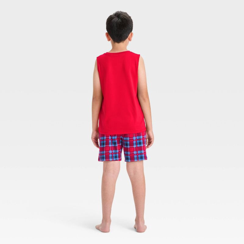 slide 4 of 4, Boys' 2pc Plaid Tank Top and Pajama Set - Cat & Jack™ Red L, 2 ct