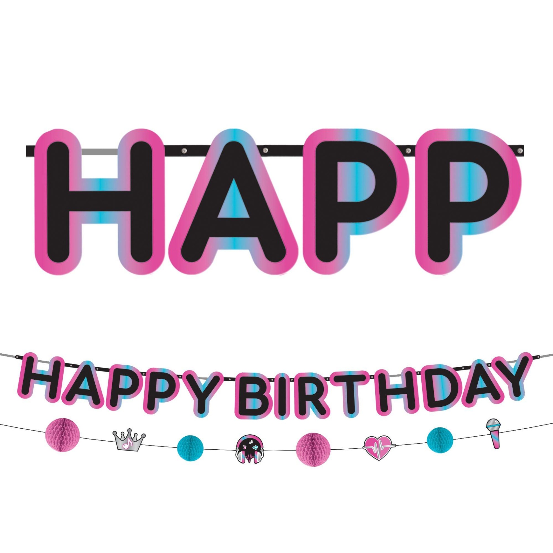 slide 1 of 1, Party City Internet Famous Birthday Cardstock Banners, 2 ct