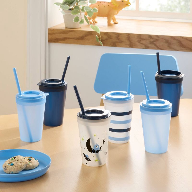 slide 2 of 4, Kids' 18pc Plastic Drinkware Set Green/Blue - Pillowfort™, 18 ct