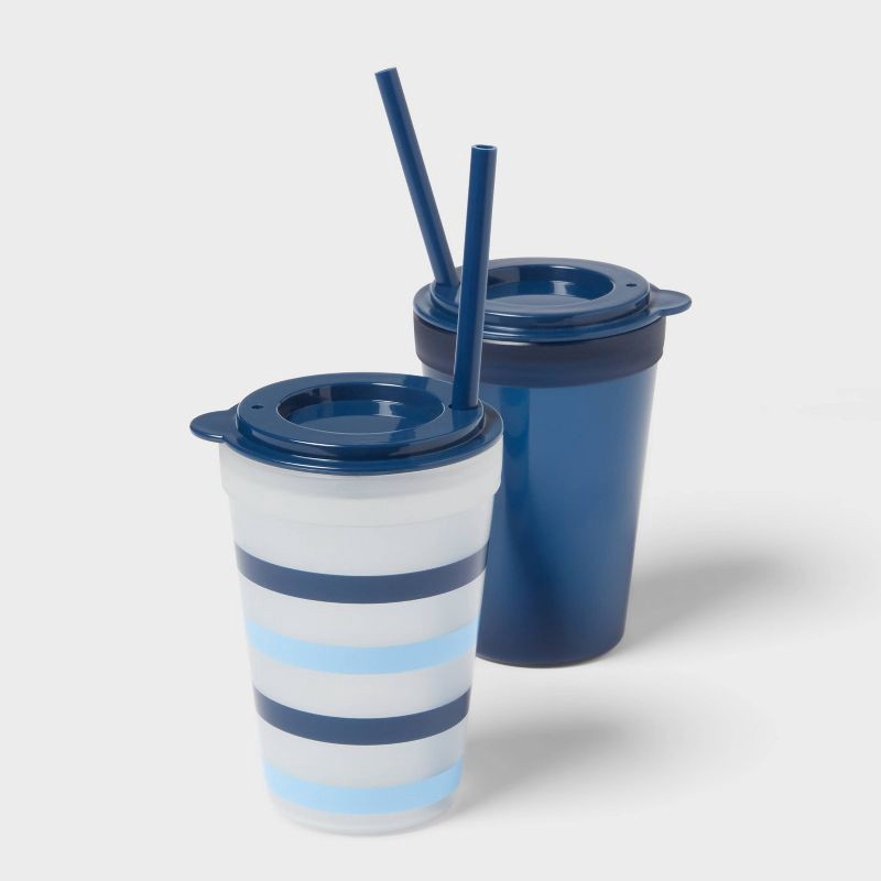 slide 4 of 4, Kids' 18pc Plastic Drinkware Set Green/Blue - Pillowfort™, 18 ct