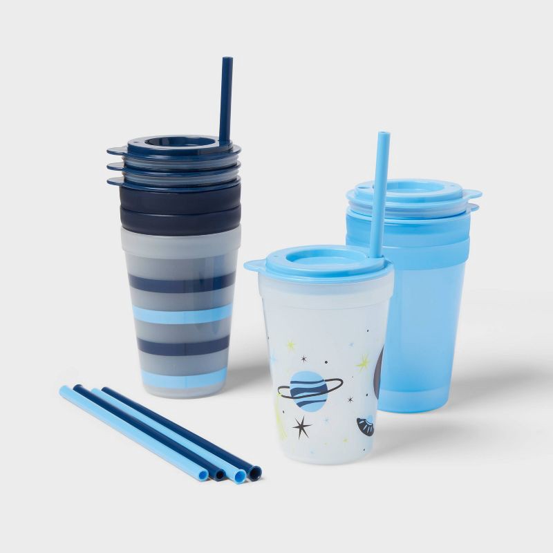 slide 1 of 4, Kids' 18pc Plastic Drinkware Set Green/Blue - Pillowfort™, 18 ct