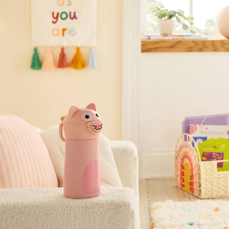 slide 2 of 3, Kids' 10 fl oz Cat Animal Water Bottle - Pillowfort™, 10 fl oz