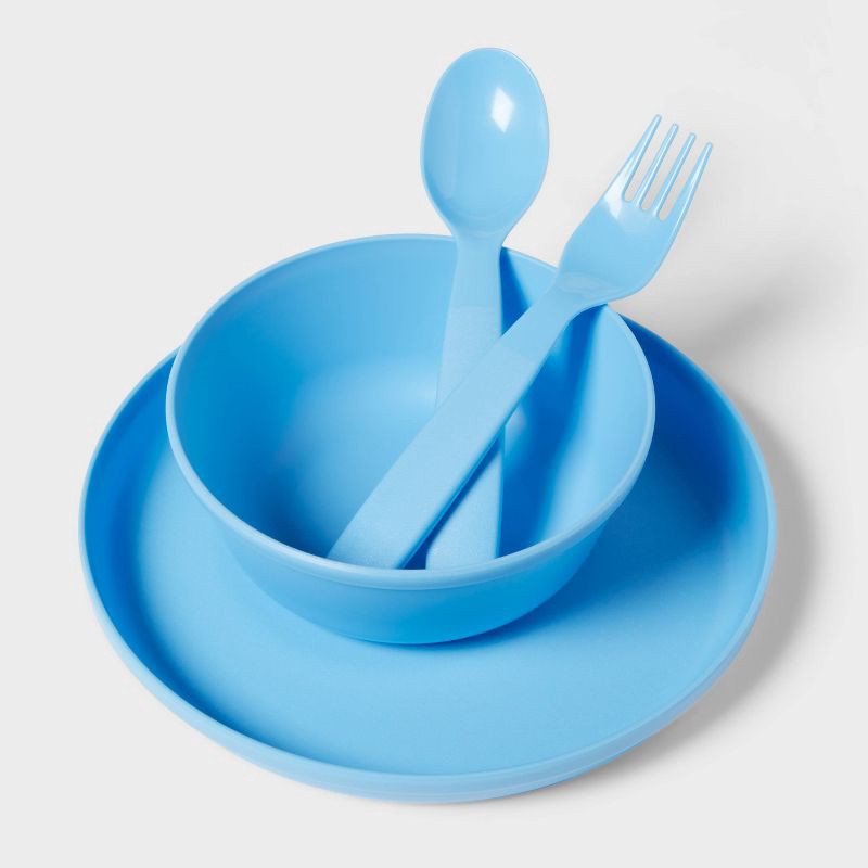 slide 5 of 5, Kids' 24pc Plastic Dinnerware Serving Set Cool Color - Pillowfort™, 24 ct