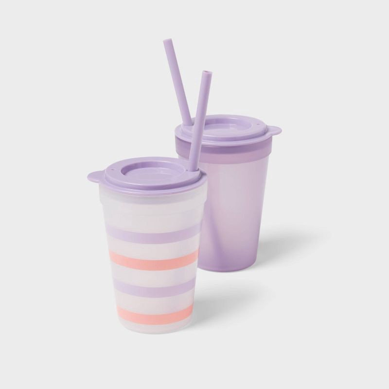 slide 3 of 4, Kids' 18pc Plastic Drinkware Set Peach/Melon - Pillowfort™, 18 ct