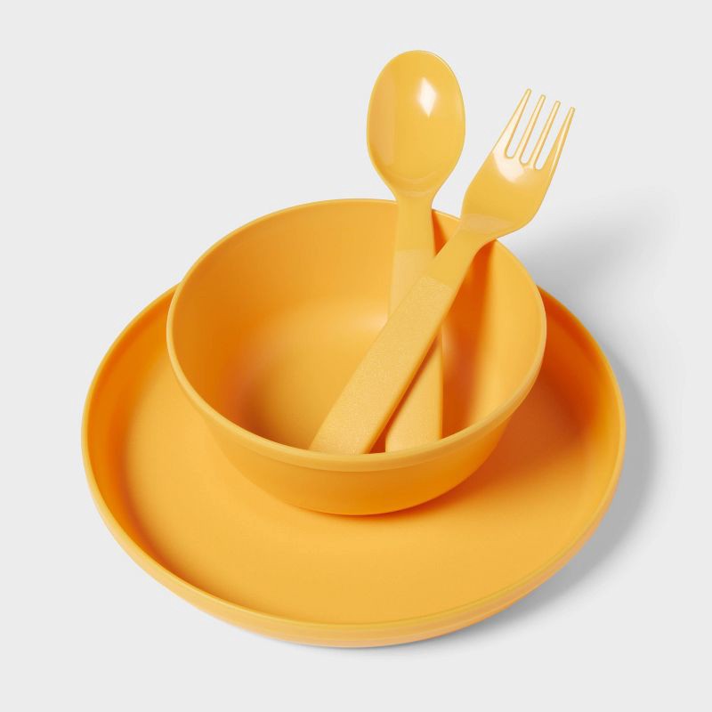 slide 3 of 5, Kids' 24pc Plastic Dinnerware Serving Set Warm Color - Pillowfort™, 24 ct