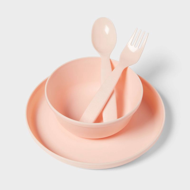 slide 5 of 5, Kids' 24pc Plastic Dinnerware Serving Set Warm Color - Pillowfort™, 24 ct