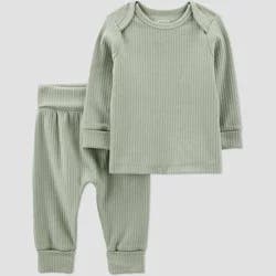 Carter's Just One You® Baby 2pc Textured Knit Top and Pants Set - Green 12M: Cotton Elastane Pullover & Pull-On