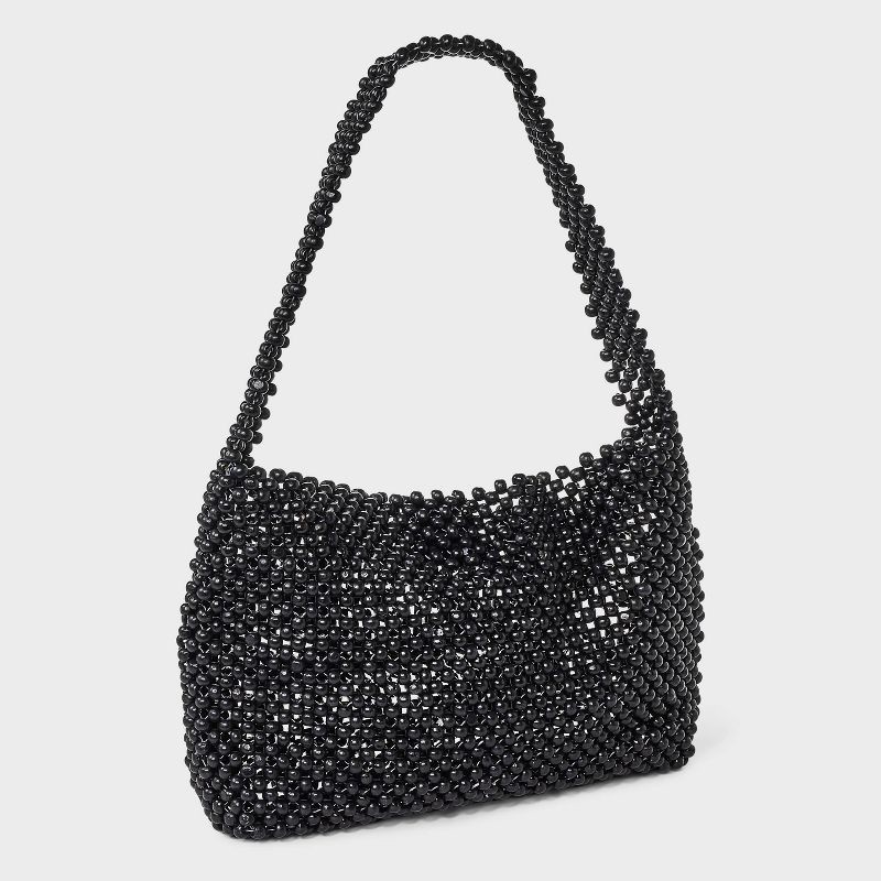 slide 3 of 5, Beaded Shoulder Bag - A New Day™ Black, 1 ct