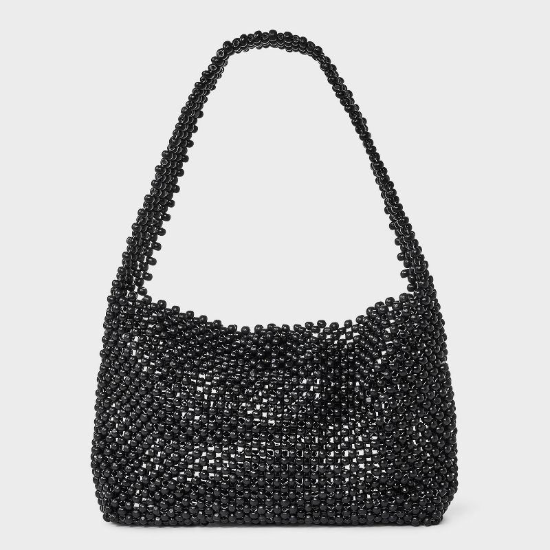 slide 1 of 5, Beaded Shoulder Bag - A New Day™ Black, 1 ct