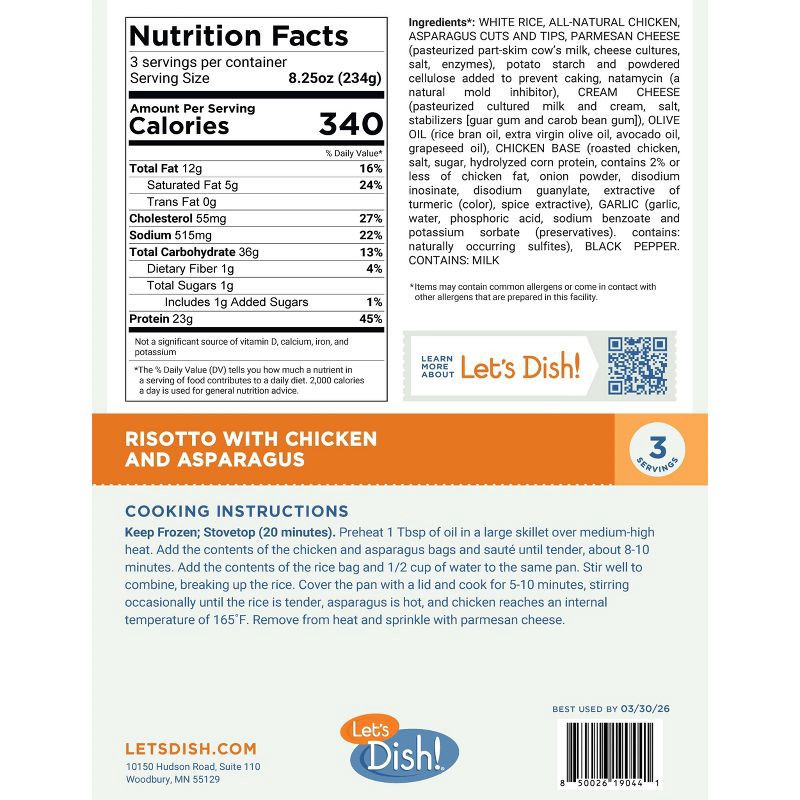 slide 4 of 4, Let's Dish! Frozen Gluten Free Risotto with Chicken and Asparagus - 24.75oz, 24.75 oz