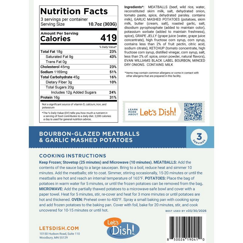 slide 4 of 4, Let's Dish! Gluten Free Frozen Bourbon Glazed Wild Rice Meatballs - 32oz, 32 oz