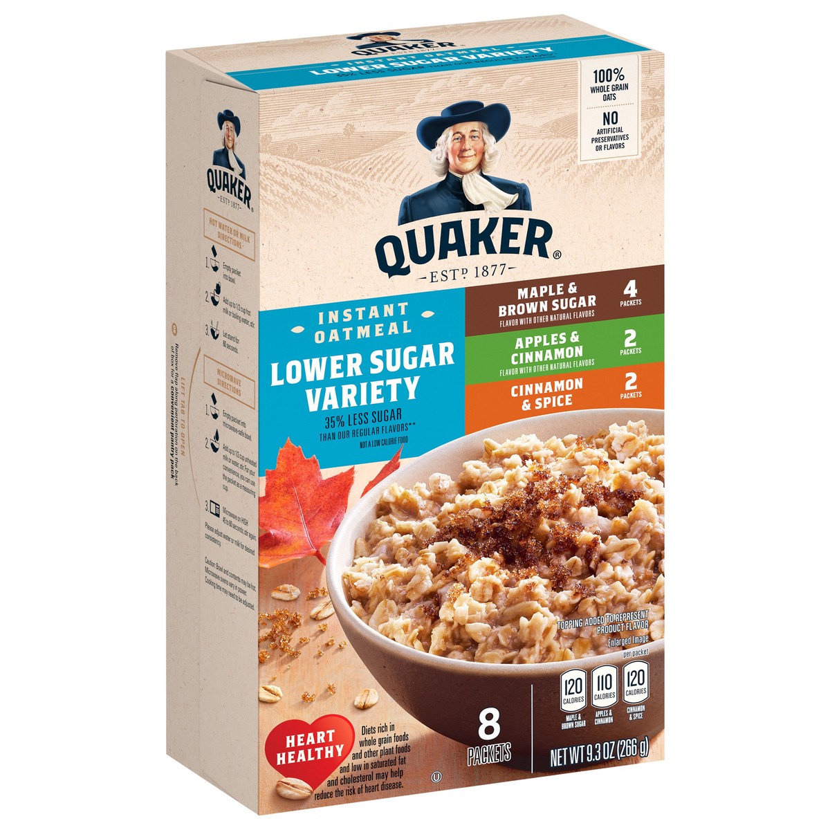 slide 2 of 6, Quaker Lower Sugar Variety Pack Oatmeal - 9.3oz, 9.3 oz
