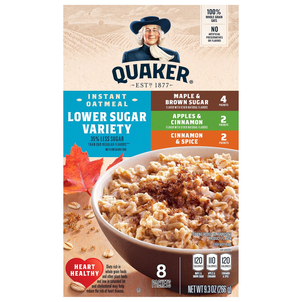 slide 1 of 6, Quaker Lower Sugar Variety Pack Oatmeal - 9.3oz, 9.3 oz