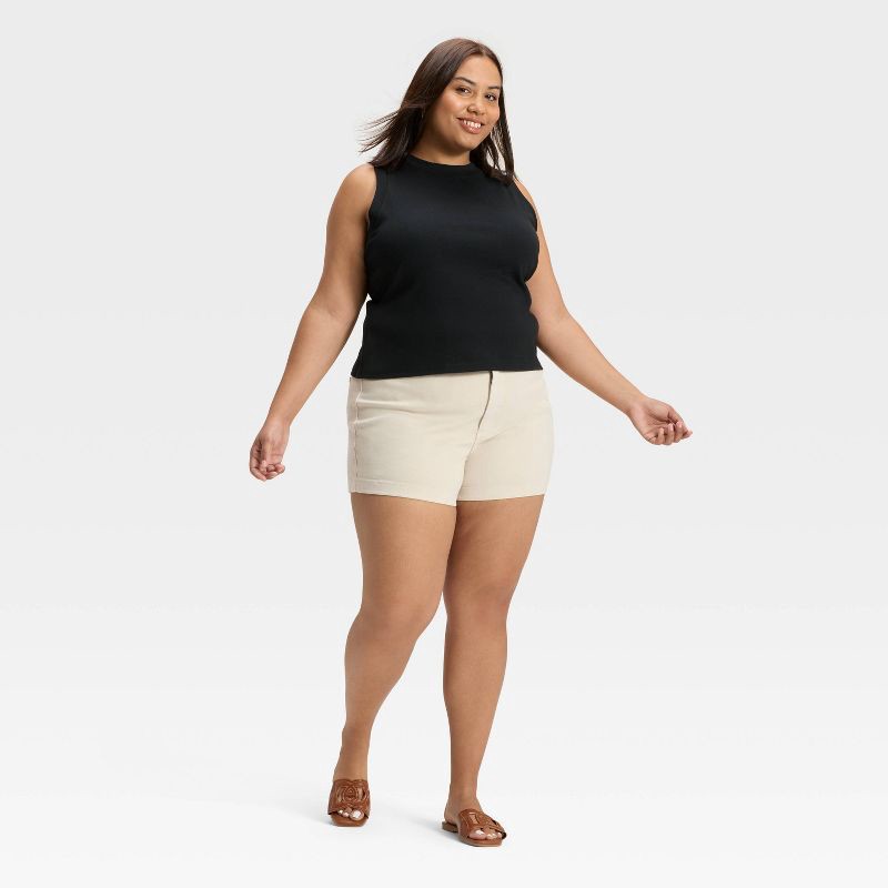 slide 3 of 3, Women's High-Rise Smart Jean Shorts - Ava & Viv™ Beige 18, 1 ct