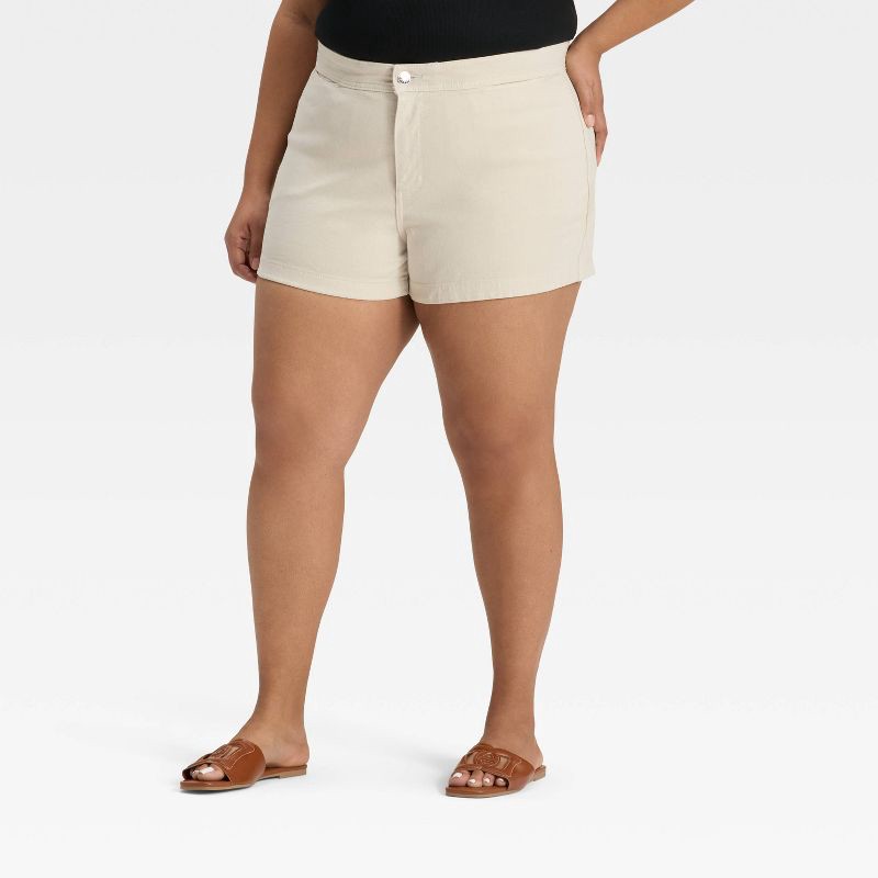 slide 1 of 3, Women's High-Rise Smart Jean Shorts - Ava & Viv™ Beige 20, 1 ct