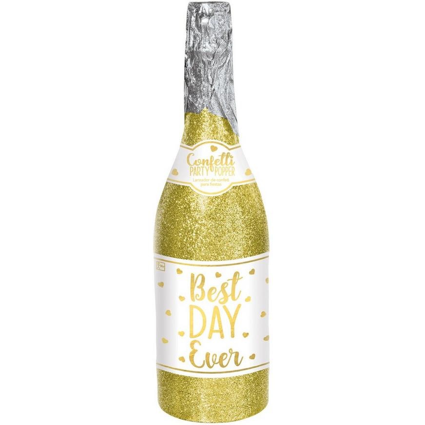 slide 1 of 1, Party City Best Day Ever Champagne Bottle Party Popper, 13 in