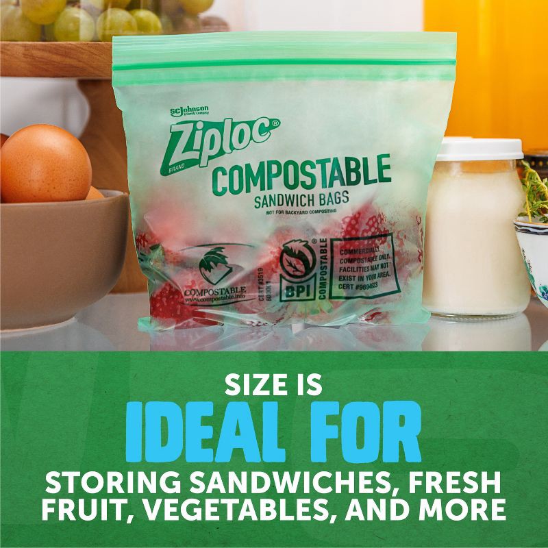 slide 5 of 13, Ziploc Compostable Sandwich Bags - 40ct, 40 ct