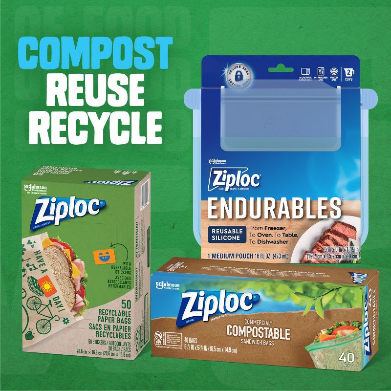 slide 8 of 13, Ziploc Compostable Sandwich Bags - 40ct, 40 ct