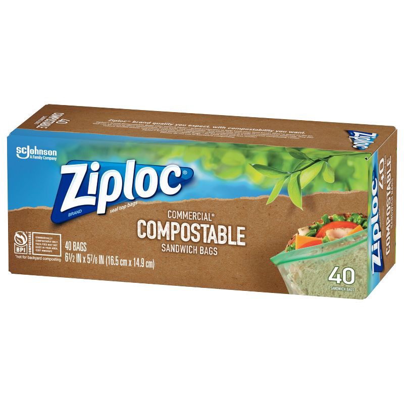 slide 10 of 13, Ziploc Compostable Sandwich Bags - 40ct, 40 ct