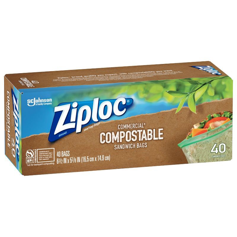 slide 11 of 13, Ziploc Compostable Sandwich Bags - 40ct, 40 ct