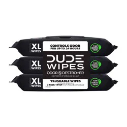 Dude Wipes Odor Destroyer Flushable Personal Wipes - 48ct/3pk