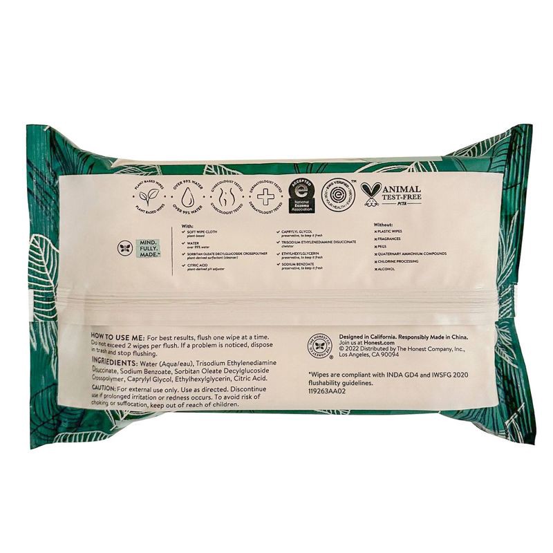 slide 9 of 10, The Honest Company Flushable Wipes - Tropical Leaves - 126ct, 126 ct