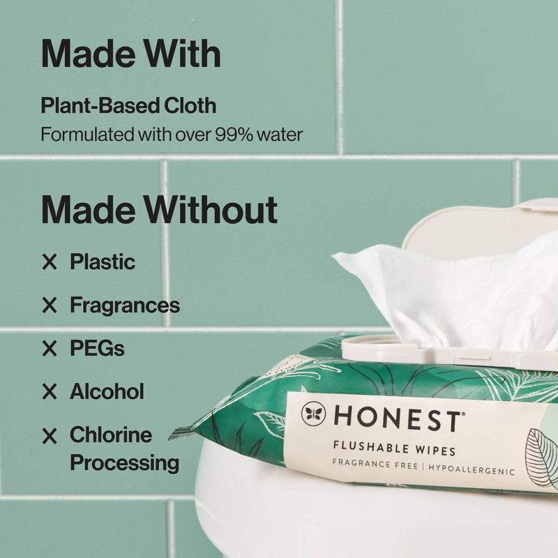 slide 6 of 10, The Honest Company Flushable Wipes - Tropical Leaves - 126ct, 126 ct