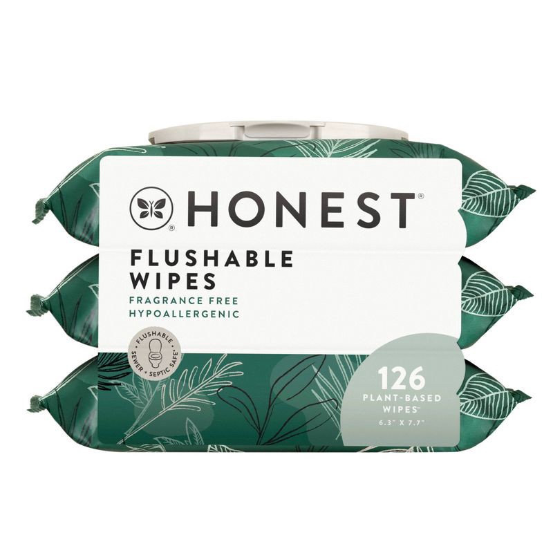 slide 8 of 10, The Honest Company Flushable Wipes - Tropical Leaves - 126ct, 126 ct