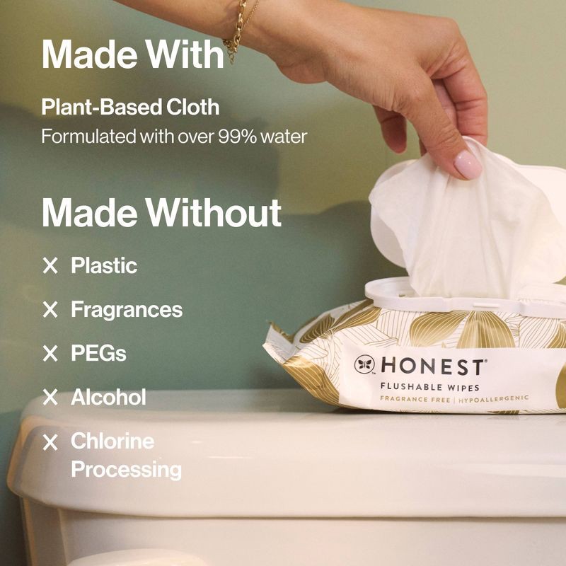 slide 6 of 10, The Honest Company Flushable Wipes - Gilded Wings - 126ct, 126 ct